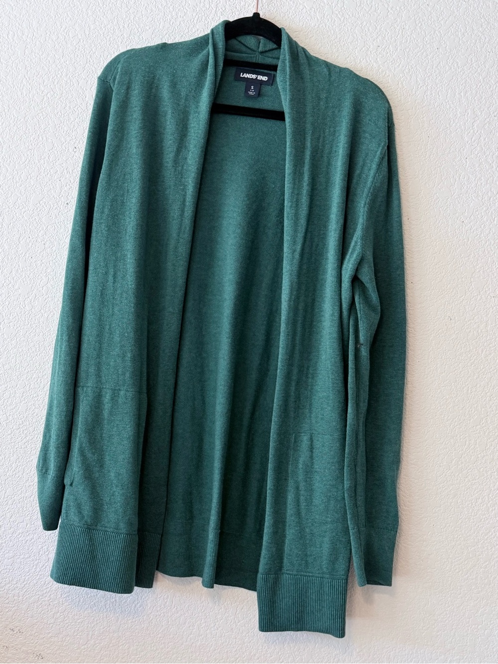 Lands' End Women's Teal Open-Front Cardigan